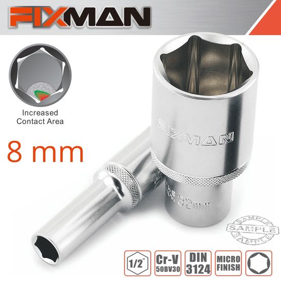 FIXMAN 1/2" Dr Deep Socket 8mm